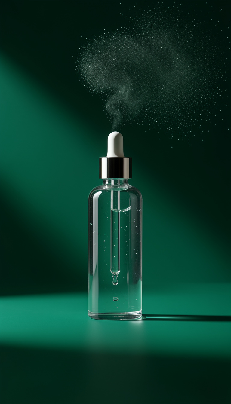 Flacon de l'Huile Sèche Éclat Écrin, 30 ml, pose sur un fond neutre
